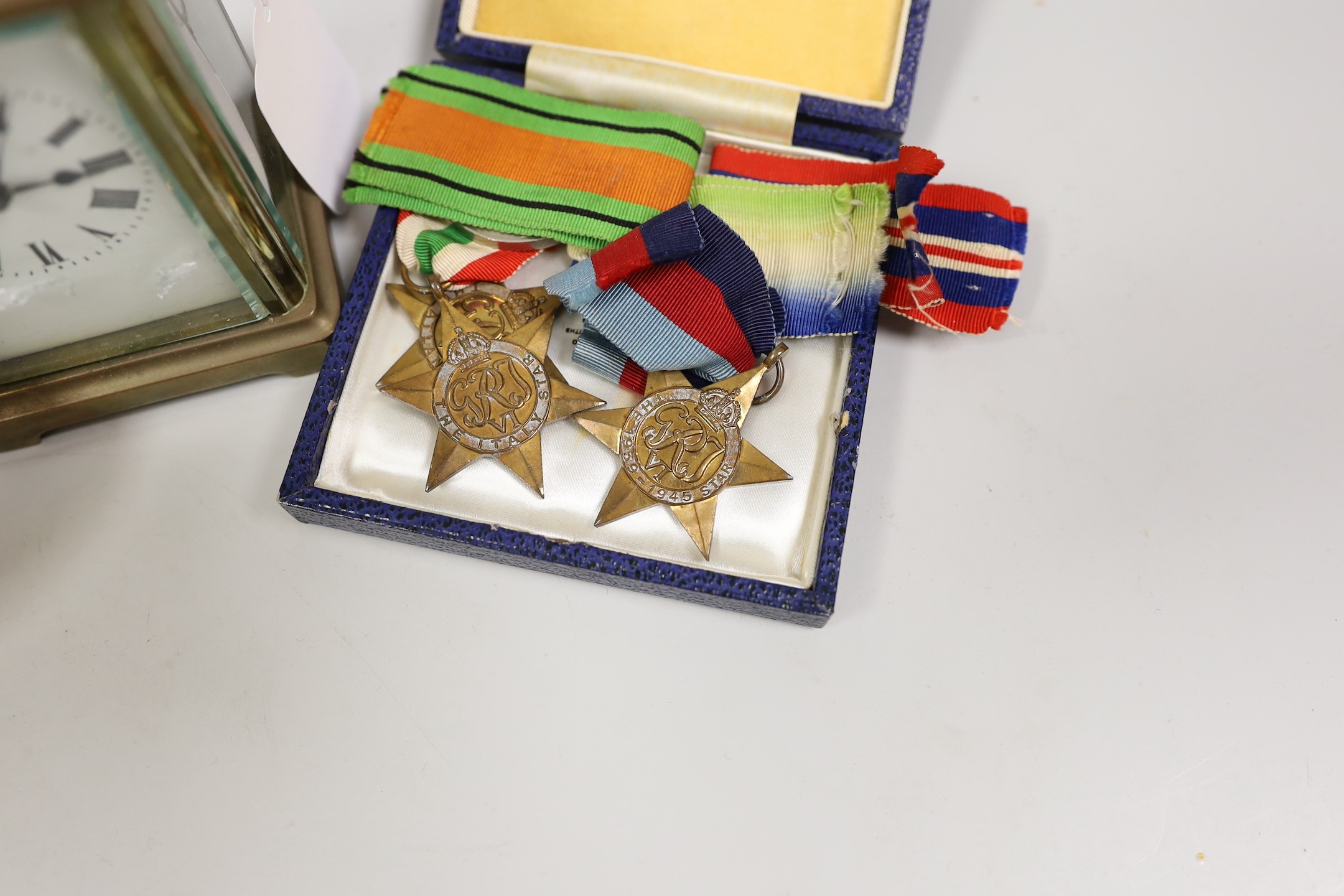Medals, toy soldiers, medals, coinage and carriage clock